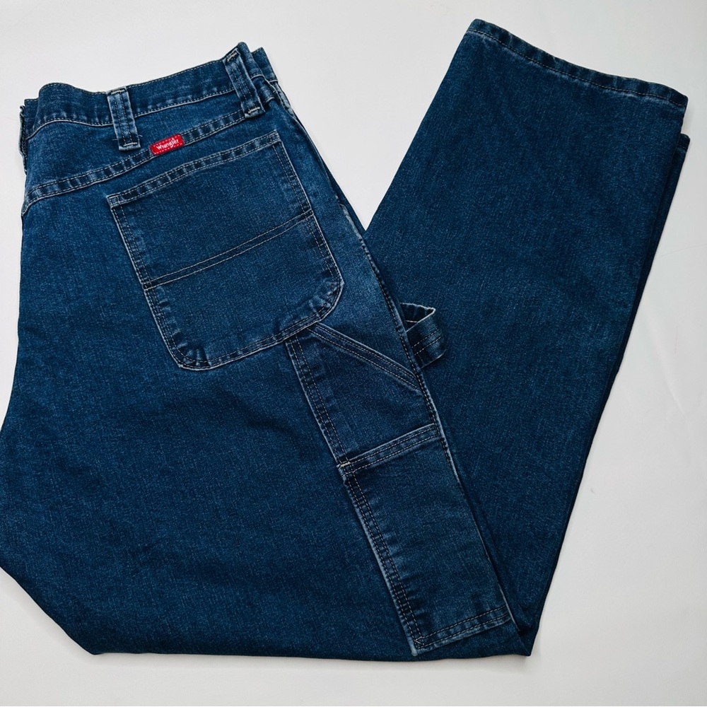 Wrangler Men’s Jeans 38x32 Dark Wash Denim, Straight Leg, Tool Loop, Zip Button